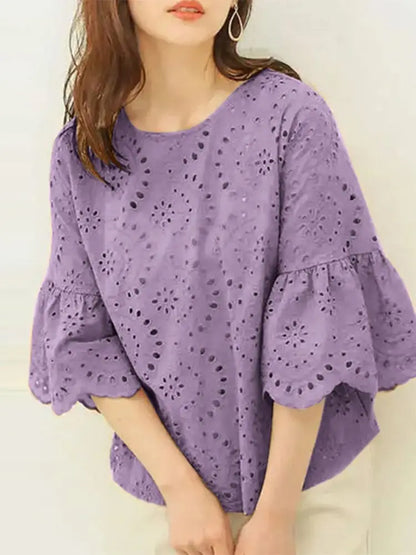 Delicate Floral Cut-Out Women's Top