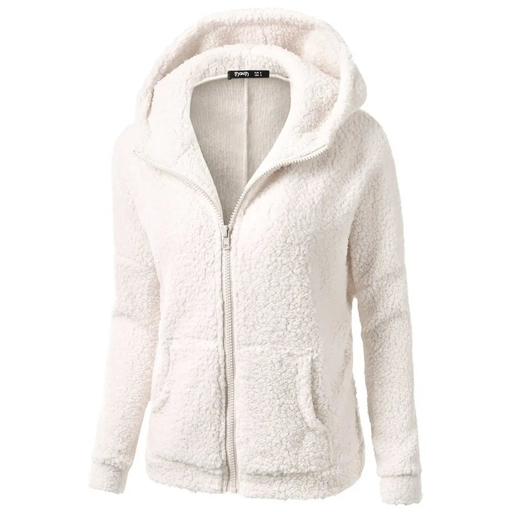 Soft Faux Fur Ladies Hooded Winter Jacket