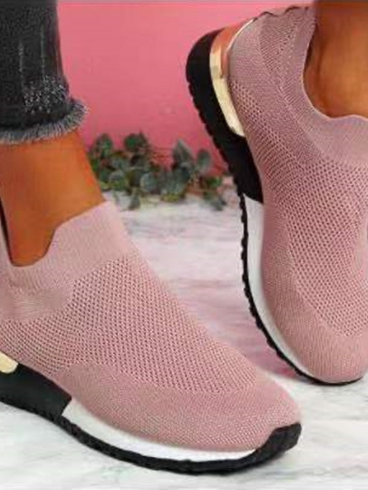Women's Breathable Casual Sneakers with Metallic Accents