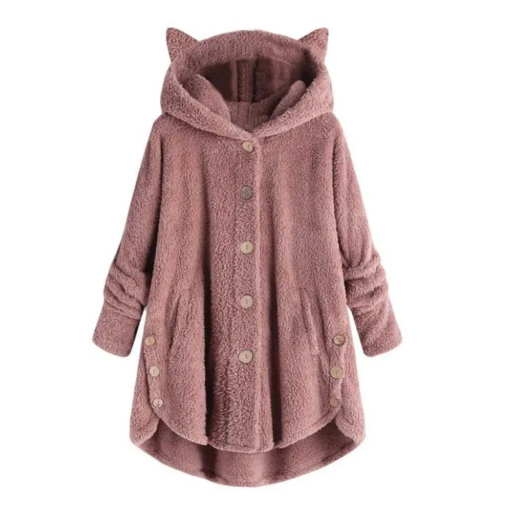 Warm Fuzzy Hoodie with Cat Ears for Women