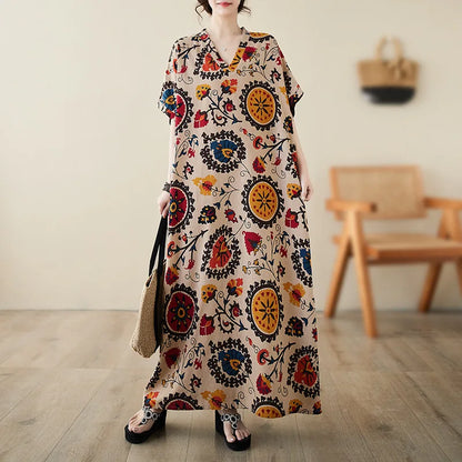Free-Spirited Global Maxi Sundress - Relaxed Casual Wear