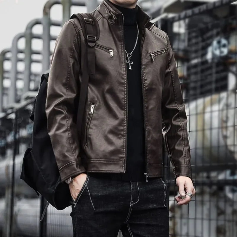 Fitted Petite Synthetic Leather Jacket Coat