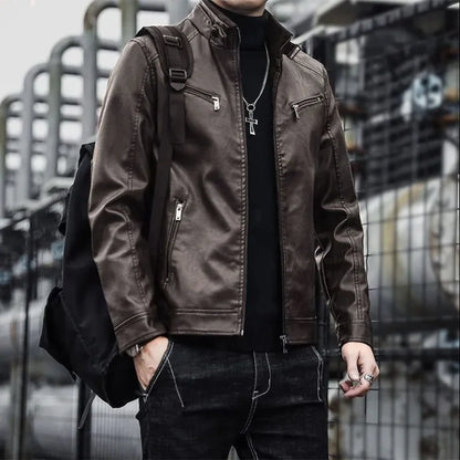 Fitted Petite Synthetic Leather Jacket Coat