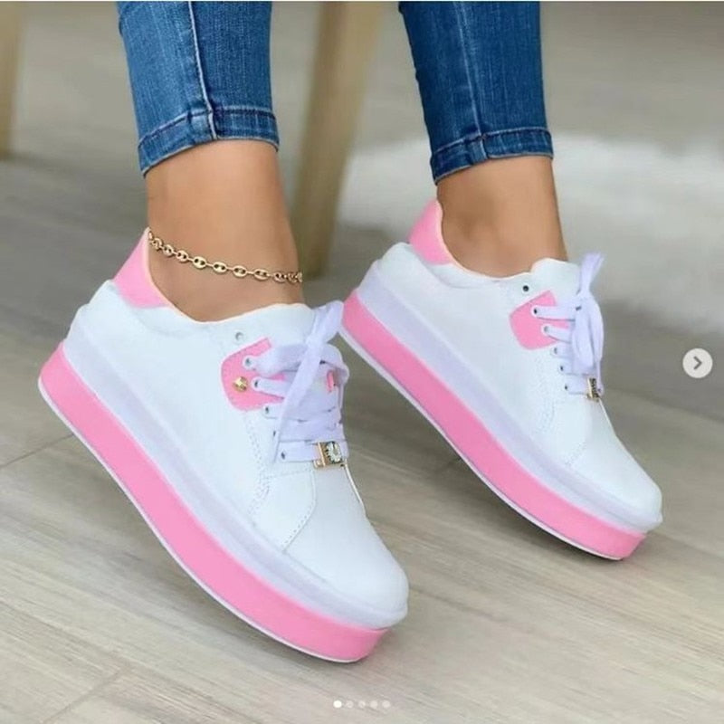 Soft Womens Casual Sneakers with Bright Stripe Detail