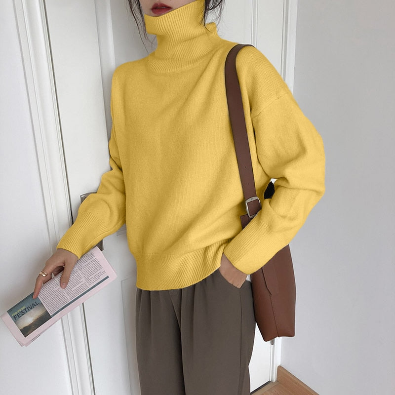Cozy Women's Big Knit Turtleneck Winter Sweater
