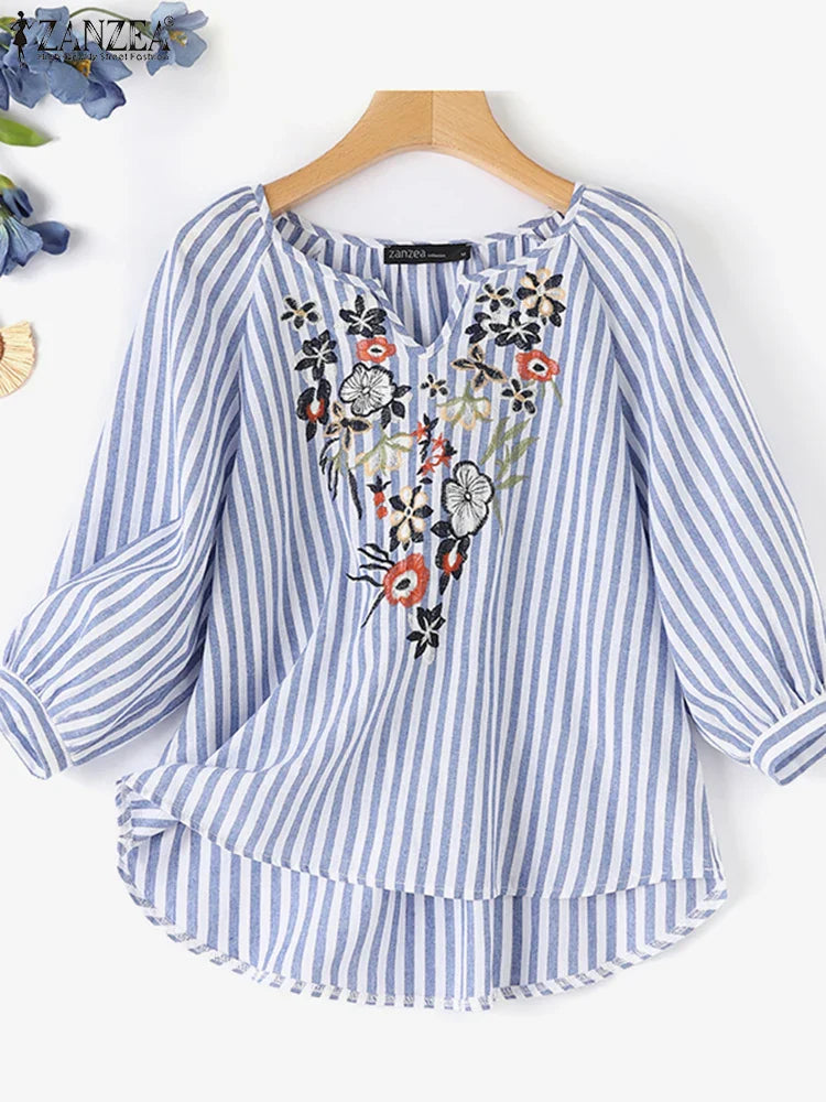 Bright Floral Print Summer Blouse for Women