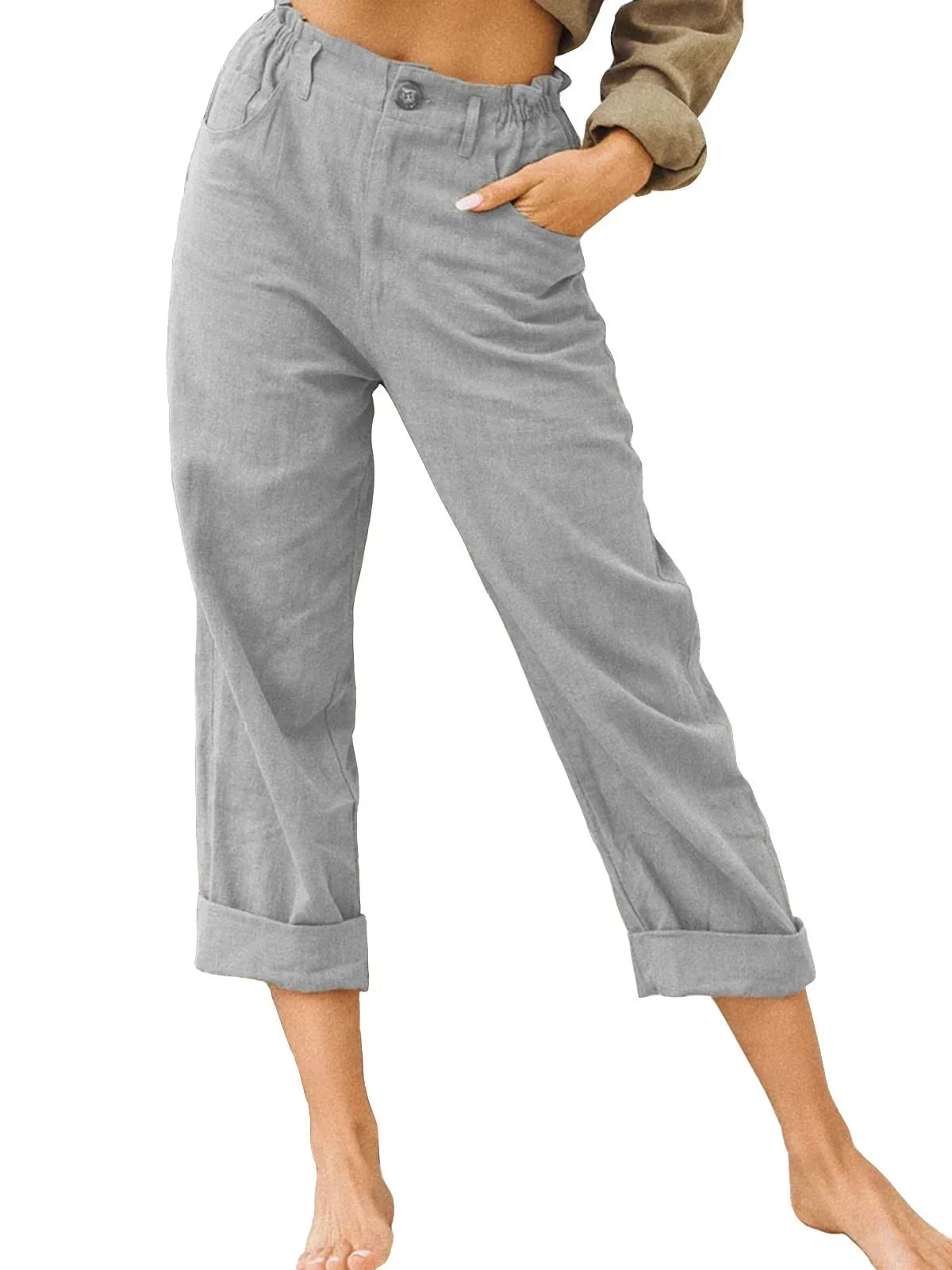 Lightweight Women's Casual Linen Pants with Pockets