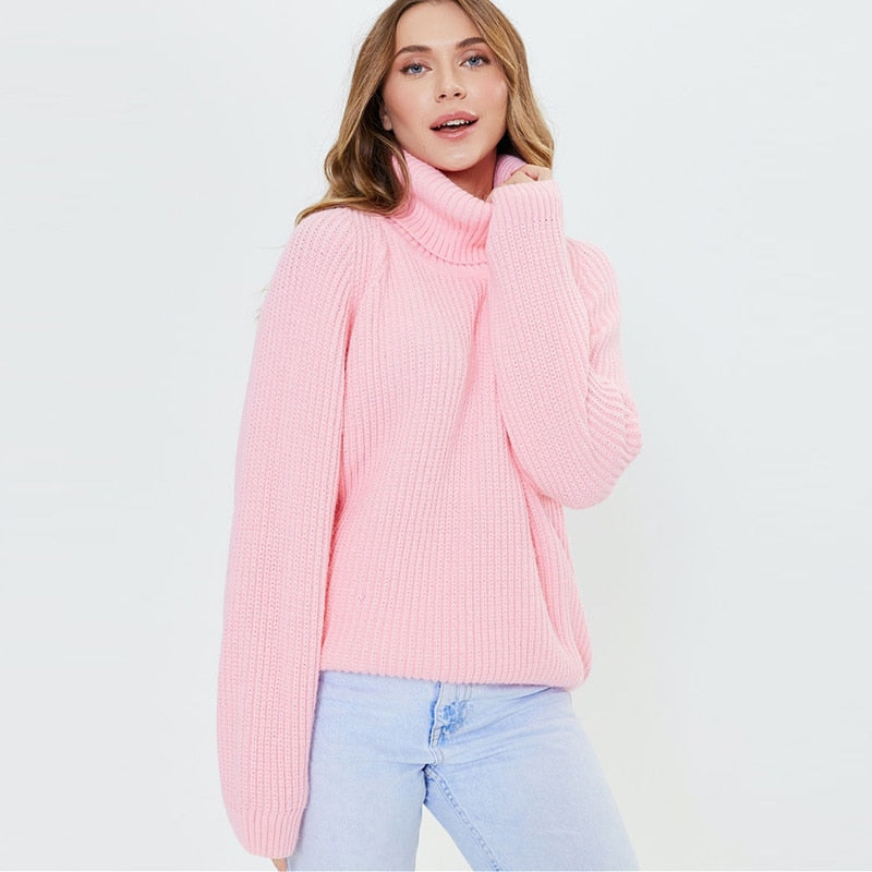 Soft Women's Cable Knit Turtleneck Sweater