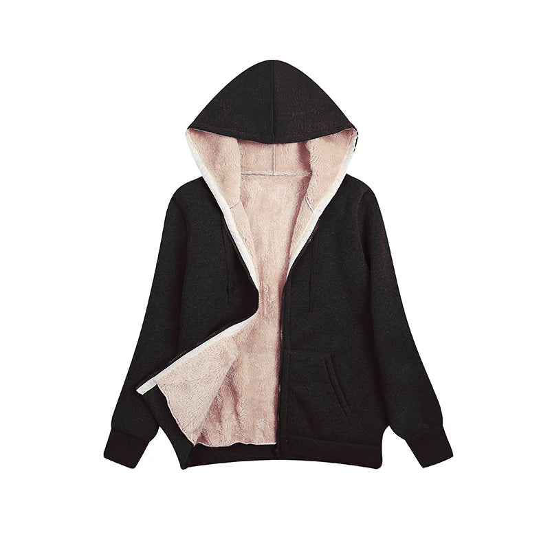 Cozy Women's Fleece Hooded Jacket for Autumn Winter