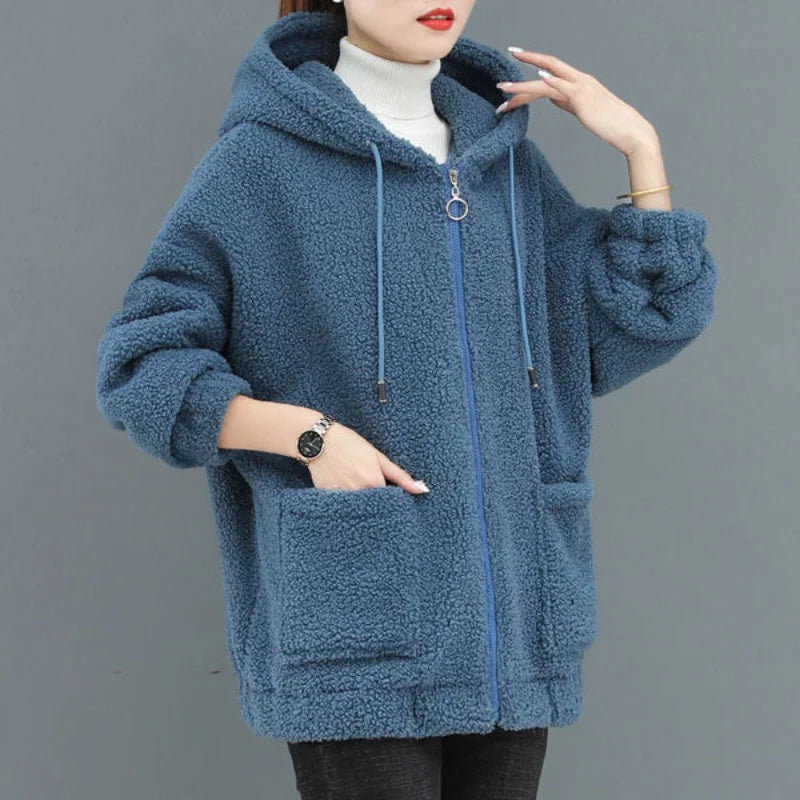 Warm Cozy Women's Wool Sweatshirt with Pockets