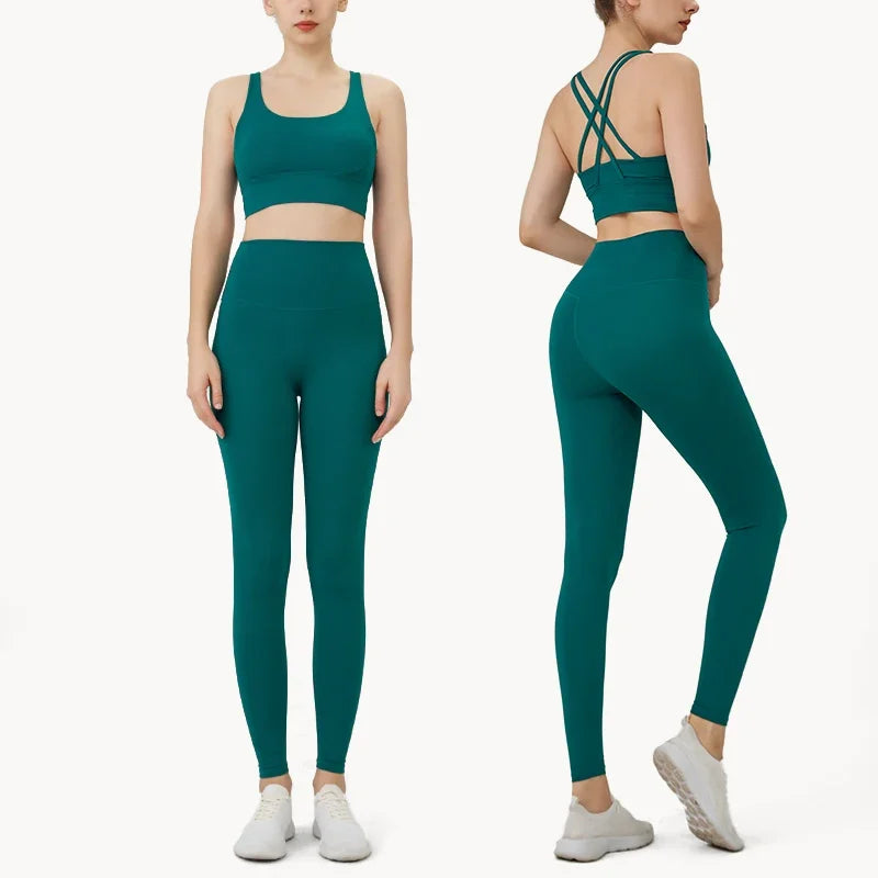 Women's Breathable Yoga Set 2 Piece Sports Leggings Top