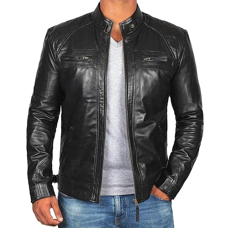 Leather Men's Motorcycle Jacket - VogeLuxe