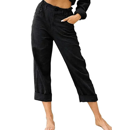 Lightweight Women's Casual Linen Pants with Pockets
