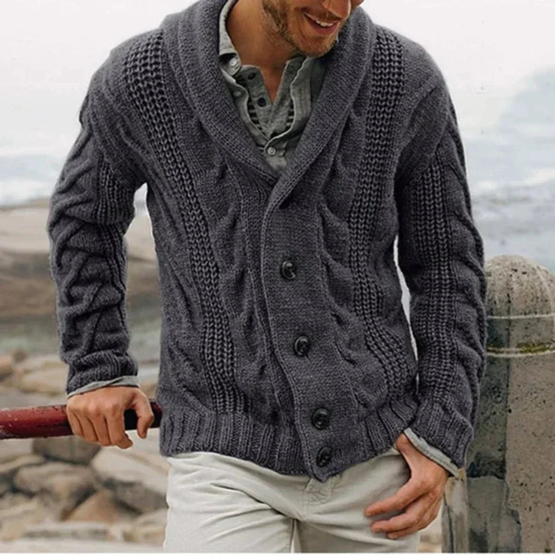 Classic Men's Cable Knit Sweater Jacket