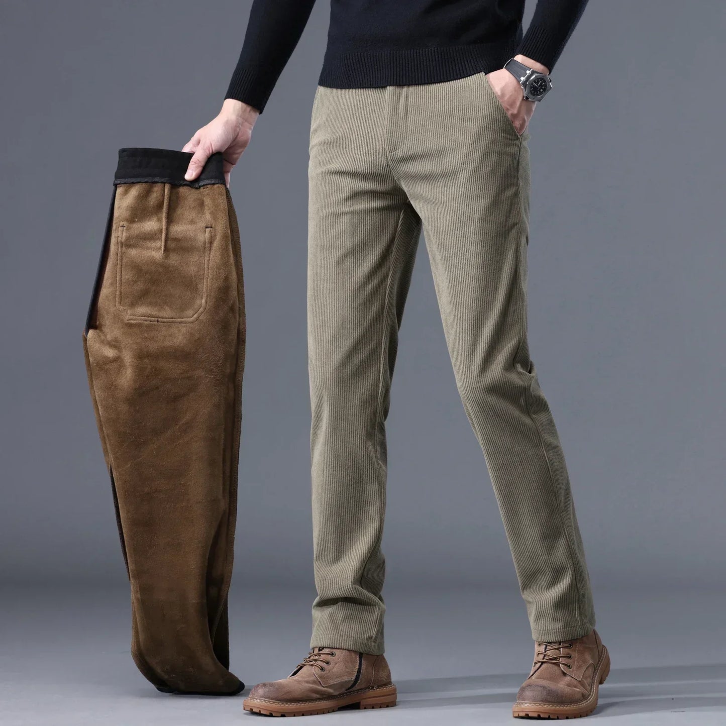 Men's Soft Fleece Work Pants with Slim Fit Style