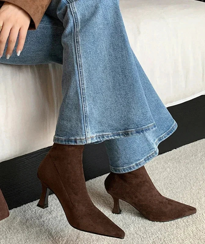 Elegant High Heel Ankle Boots - VogeLuxe