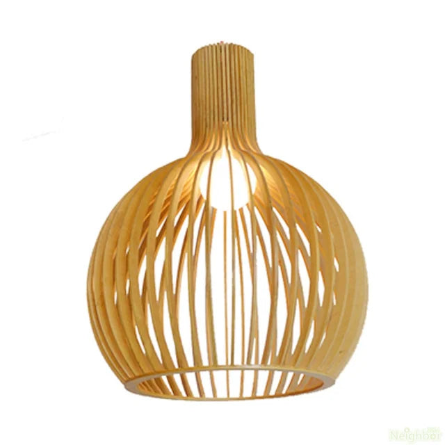 Rustic Wooden Pendant Light with Adjustable Hanging Cord