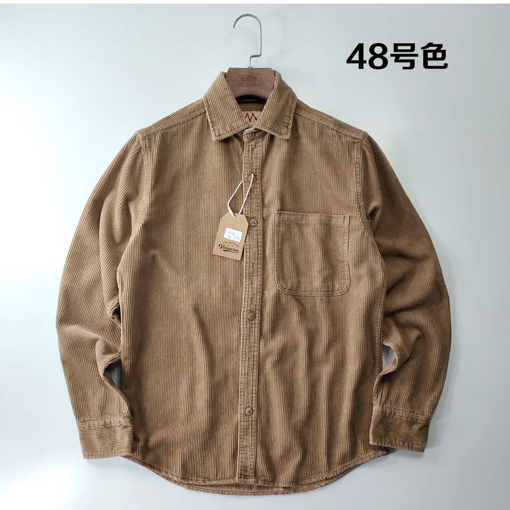 Classic Casual Corduroy Button Down Shirt for Men