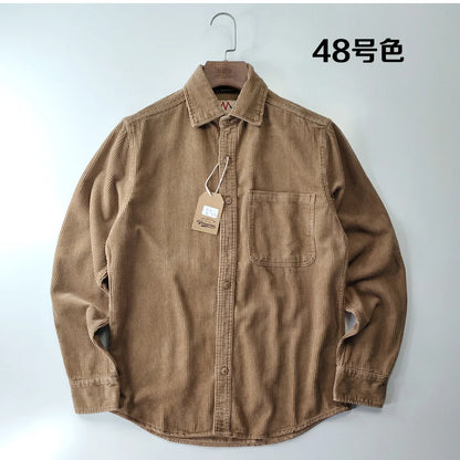 Classic Casual Corduroy Button Down Shirt for Men