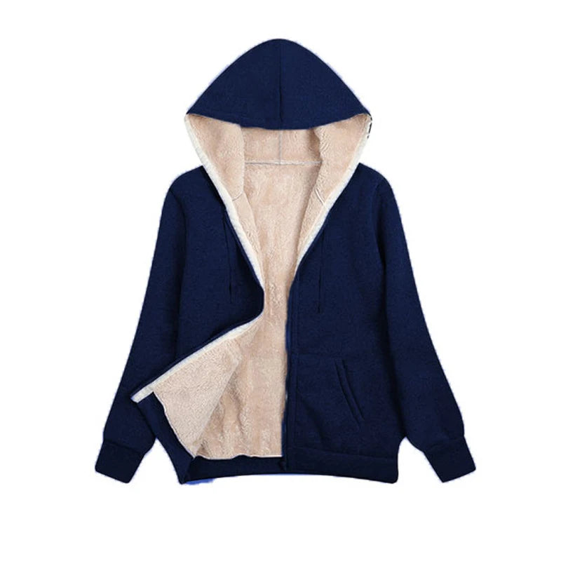 Cozy Women's Fleece Hooded Jacket for Autumn Winter