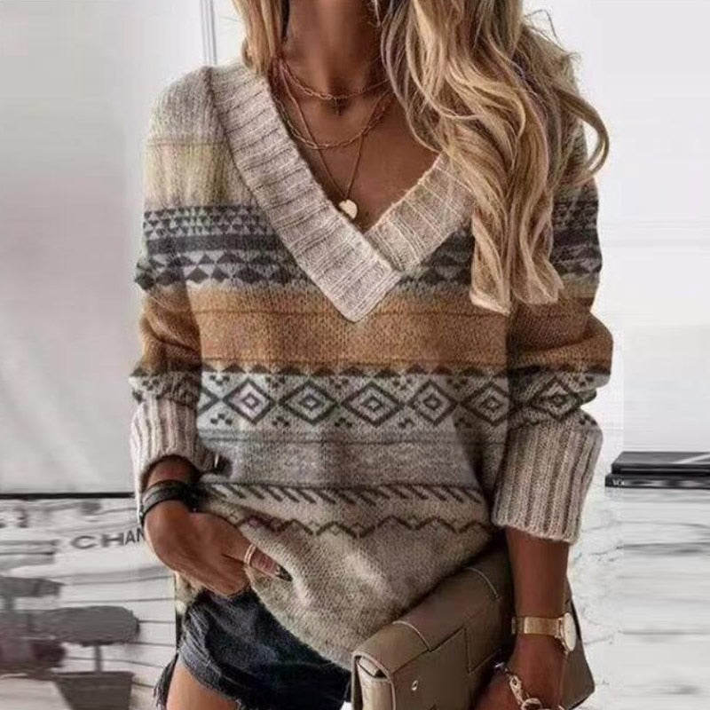 Cozy Women's Winter V Neck Sweater