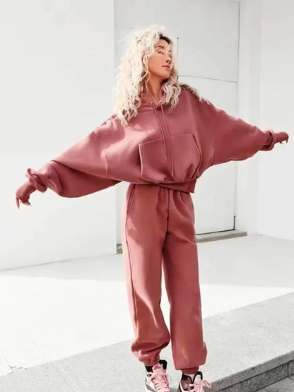 Warm Women's Fleece Hoodie and Jogger Set