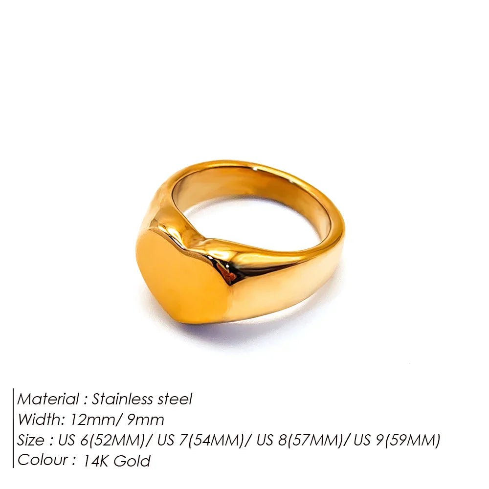 Simple Gold Tone Circular Women's Party Ring