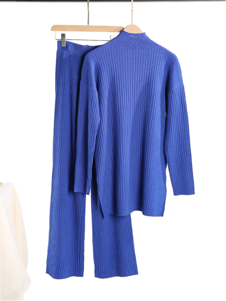 Cozy Women's Sweater Turtleneck Jumpsuit Set