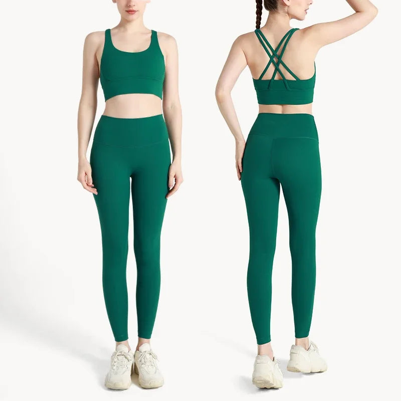 Women's Breathable Yoga Set 2 Piece Sports Leggings Top