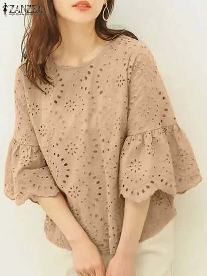 Delicate Floral Cut-Out Women's Top