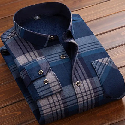 Cozy Plaid Flannel Shirt for Men - Warm Fleece Lined