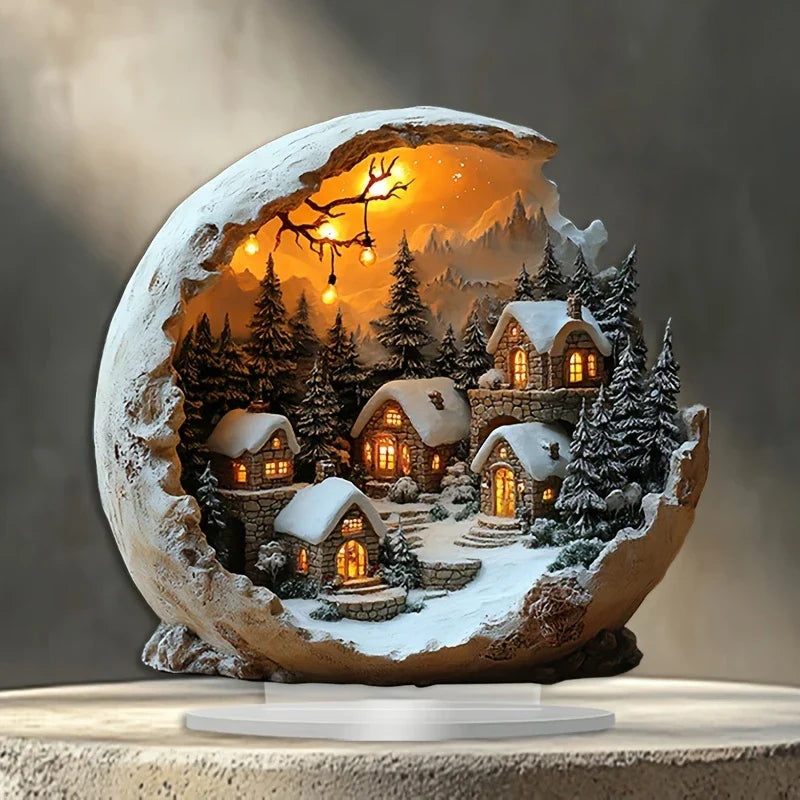 Cozy Winter Village Table Lamp - VogeLuxe