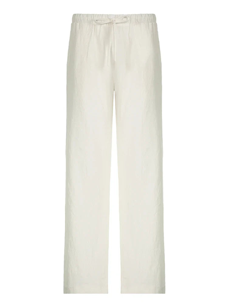 Comfortable High Waist Wide Leg Linen Pants