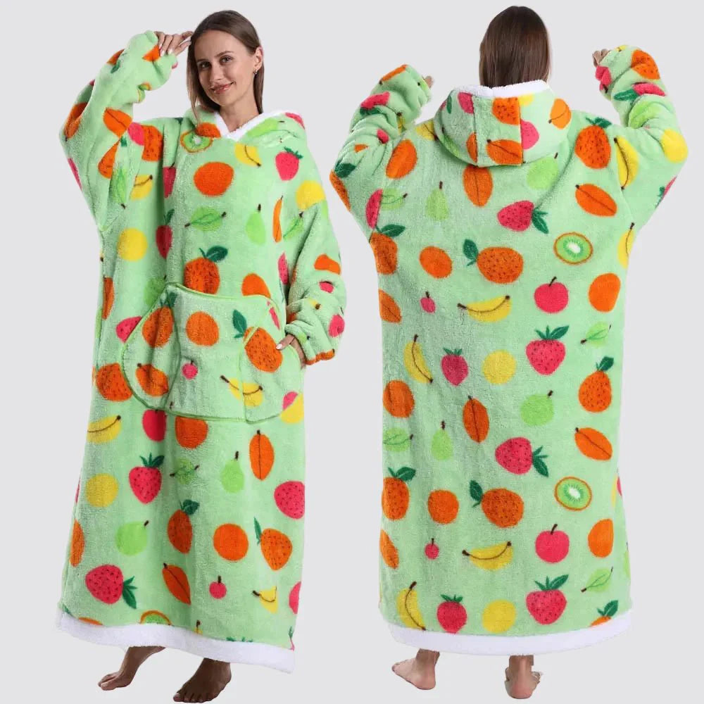 Cozy Wearable Fleece Hooded Blanket Sweatshirt