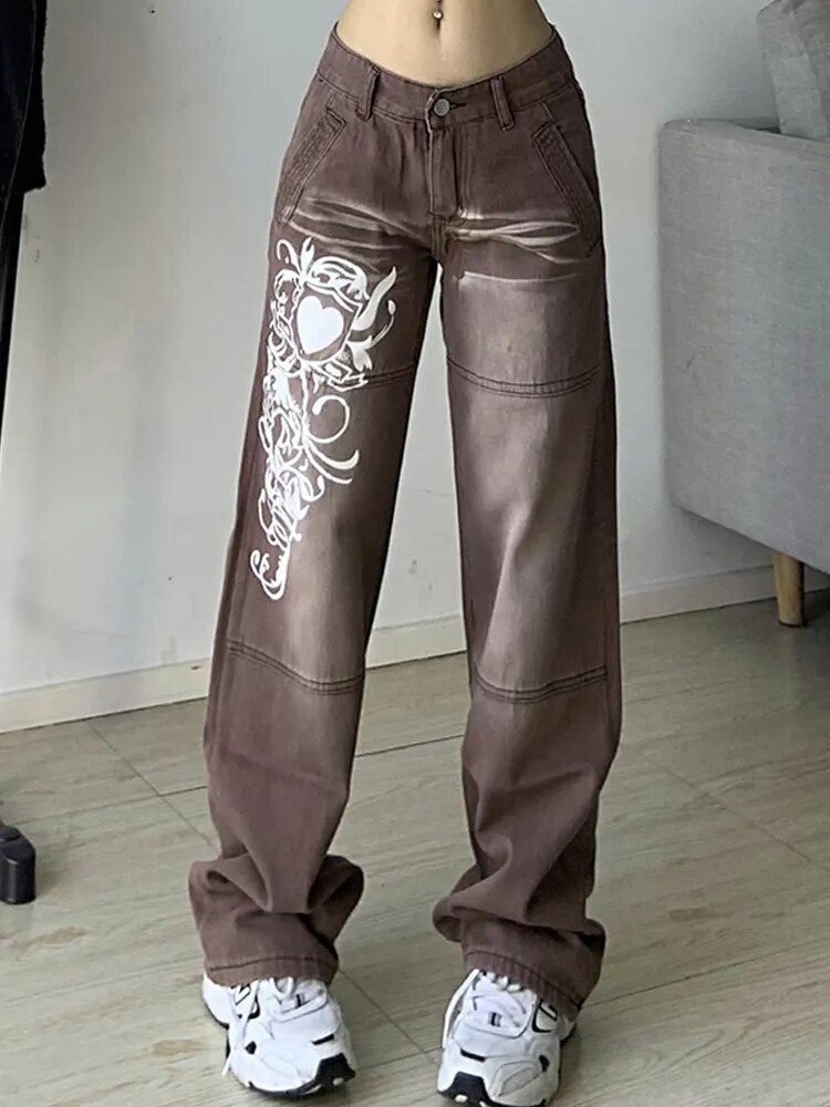 Relaxed Fit Women's Distressed Straight Leg Jeans