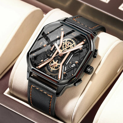 Stylish Skeleton Leather Watch - VogeLuxe