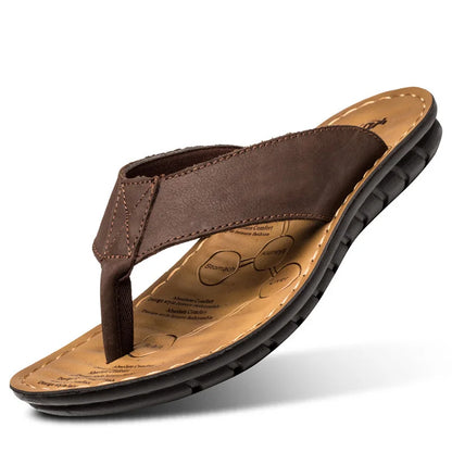 Comfortable Mens Leather Sandals - Soft & Slip Resistant