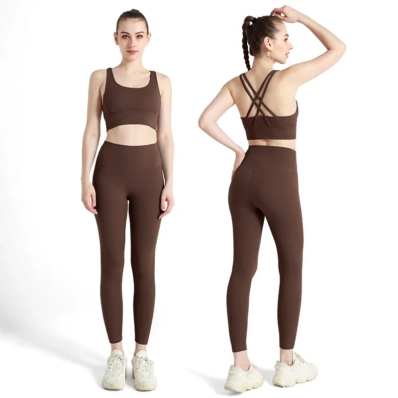 Women's Breathable Yoga Set 2 Piece Sports Leggings Top