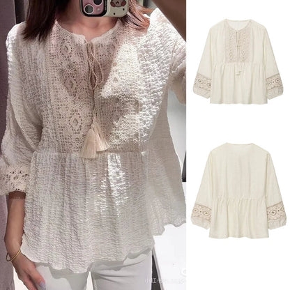 Relaxed Fit V-Neck Summer Top for Ladies - BritishElegance