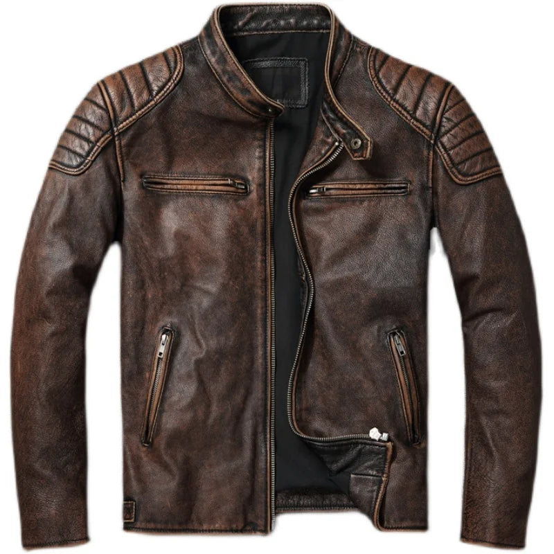 Genuine Leather Fur Trimmed Bomber Jacket