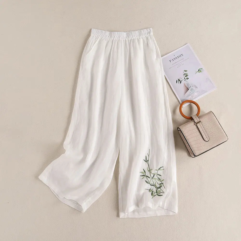 Lightweight Summer Wide Leg Cotton Pants - VogeLuxe