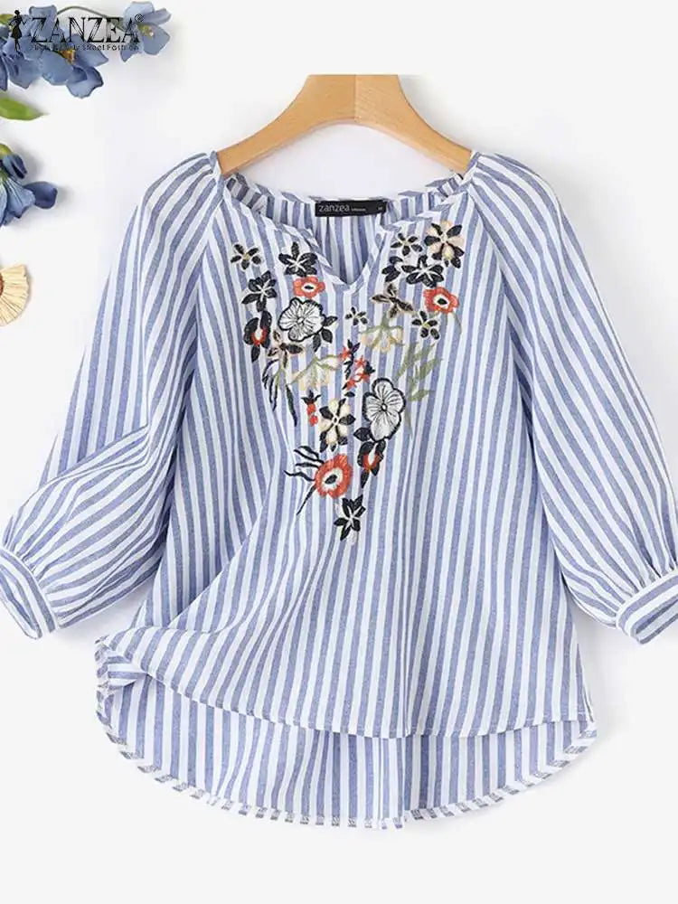 Bright Floral Print Summer Blouse for Women - VogeLuxe