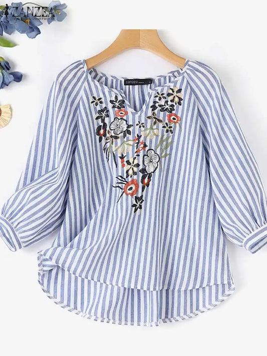 Bright Floral Print Summer Blouse for Women - VogeLuxe