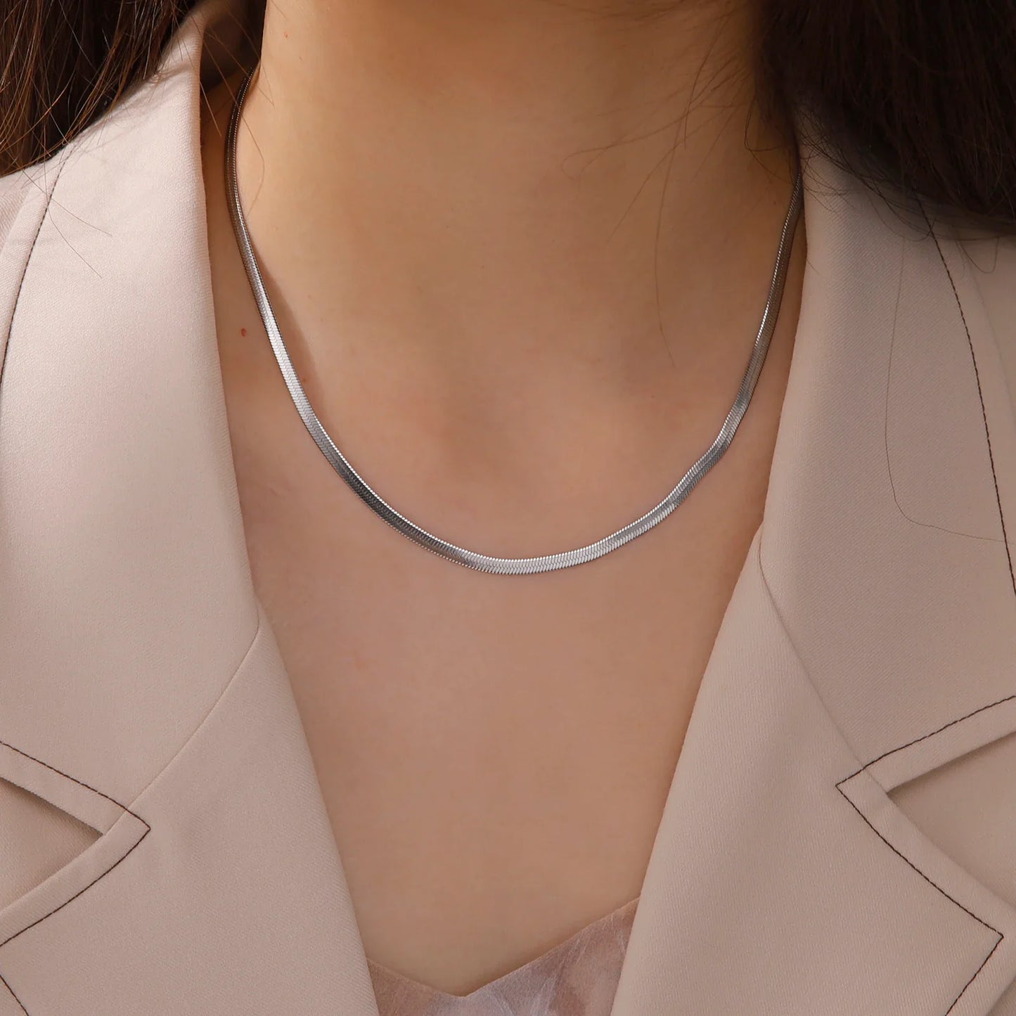 Luxury Silver Tone Snake Chain Necklet