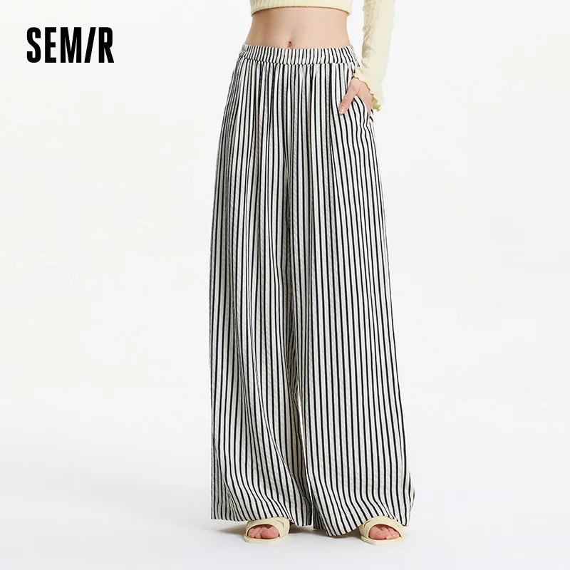 Comfortable Wide Leg Striped Palazzo Pants - VogeLuxe