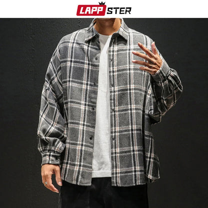 Big Plaid Flannel Shirt Men - Warm Casual Long Sleeve - VogeLuxe