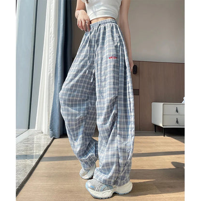 Trendy Plaid High Waist Women's Jogger Pants