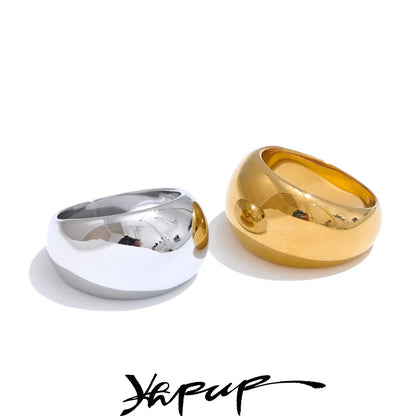 Luxury Heavy Stainless Steel Ring – 18K Gold Plated - BritishElegance