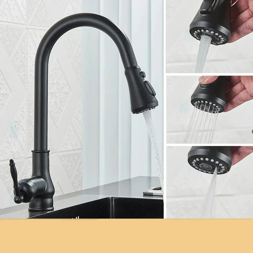 Vintage Brass 360 Kitchen Faucet With Dark Finish