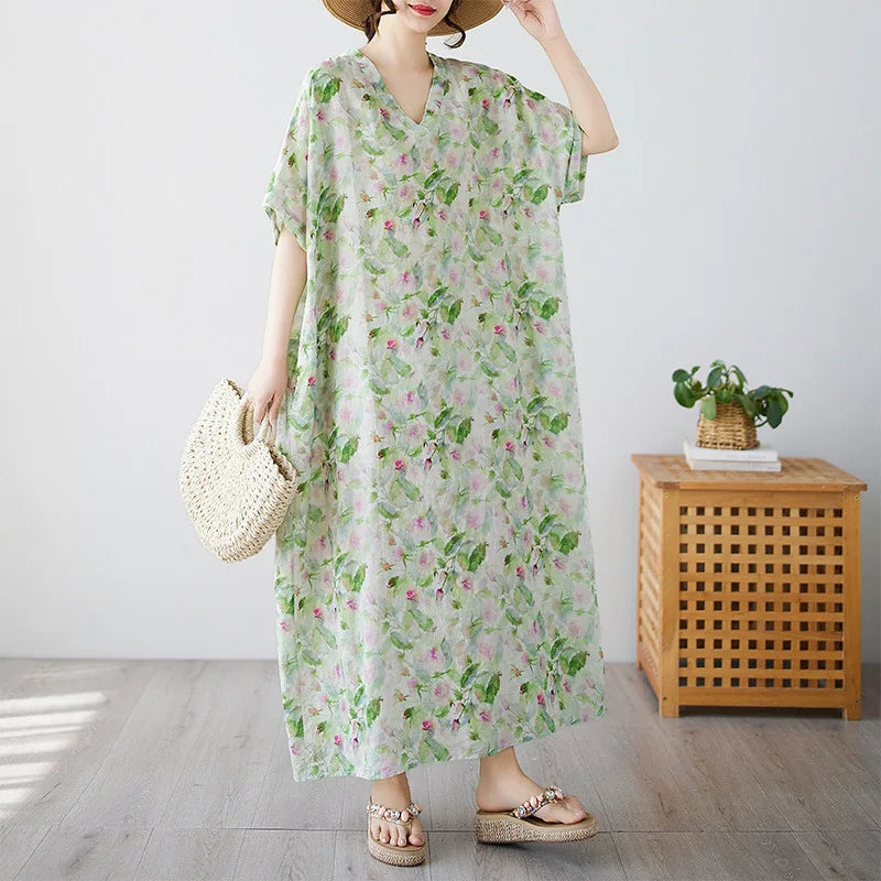 Free-Spirited Global Maxi Sundress - Relaxed Casual Wear